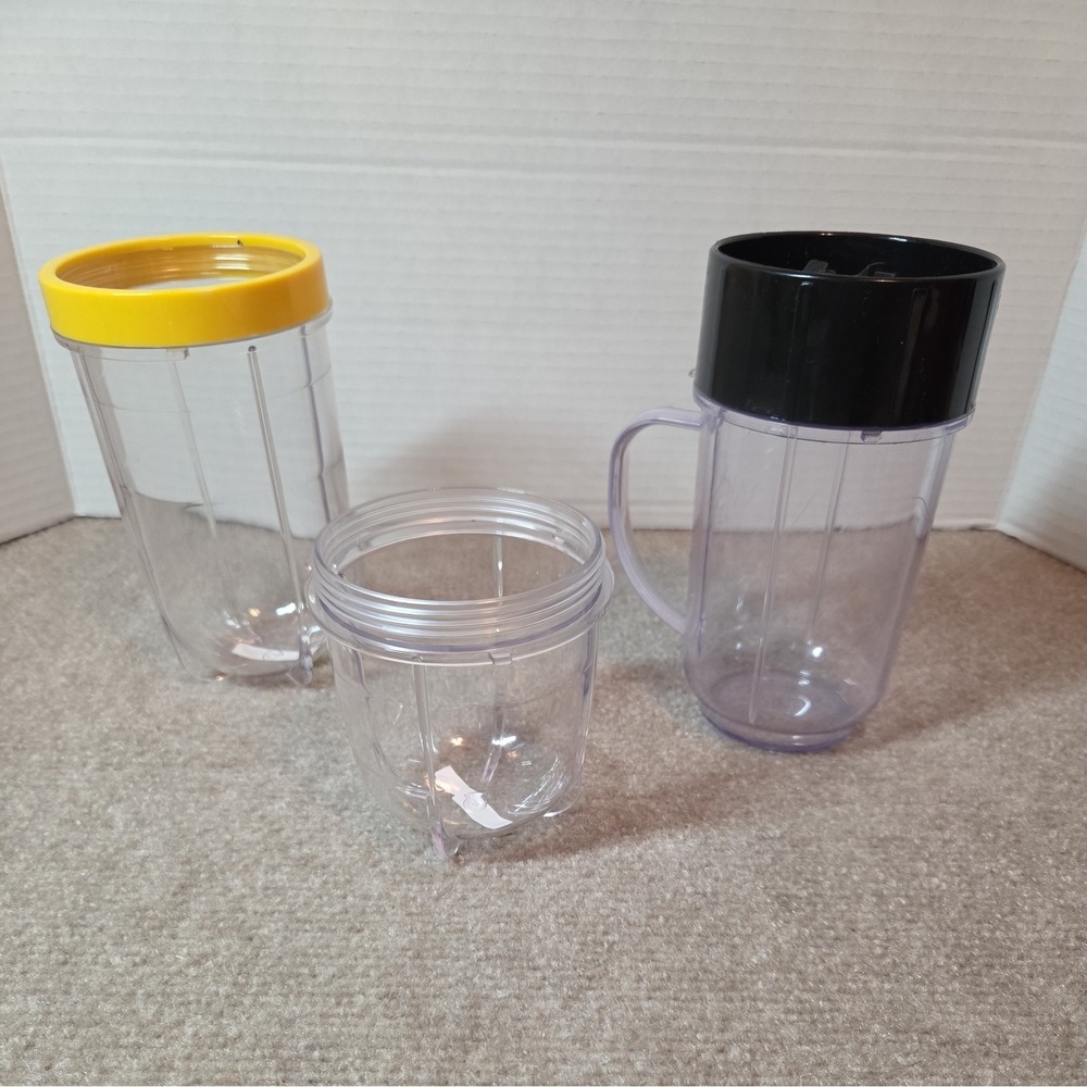Magic Bullet Replacement Parts 3 Cups and 1 Cross Blade Set Clear Plastic